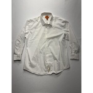 Egara Dress Shirt Mens 18 32/33 White Stretch Extra Slim Fit Long Sleeve